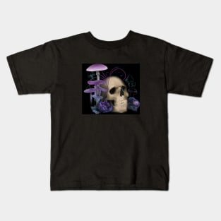 Purple Mushroom Skull Kids T-Shirt